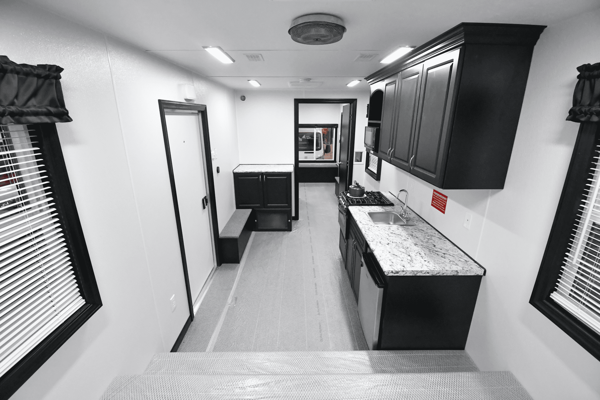 A front-to-back view inside the 3500 Fire Safety House made for Sandy, UT.