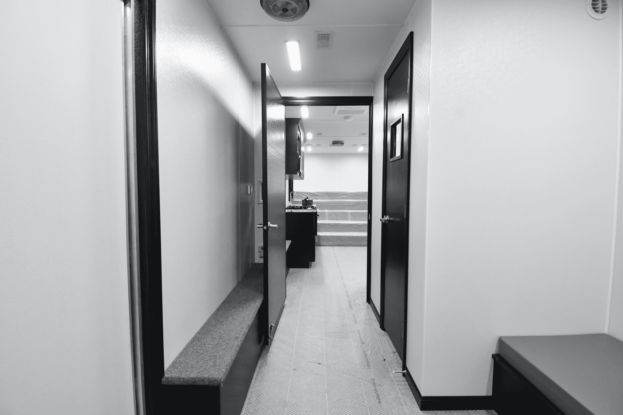 A back-to-front view inside the 3500 Fire Safety House made for Sandy, UT.
