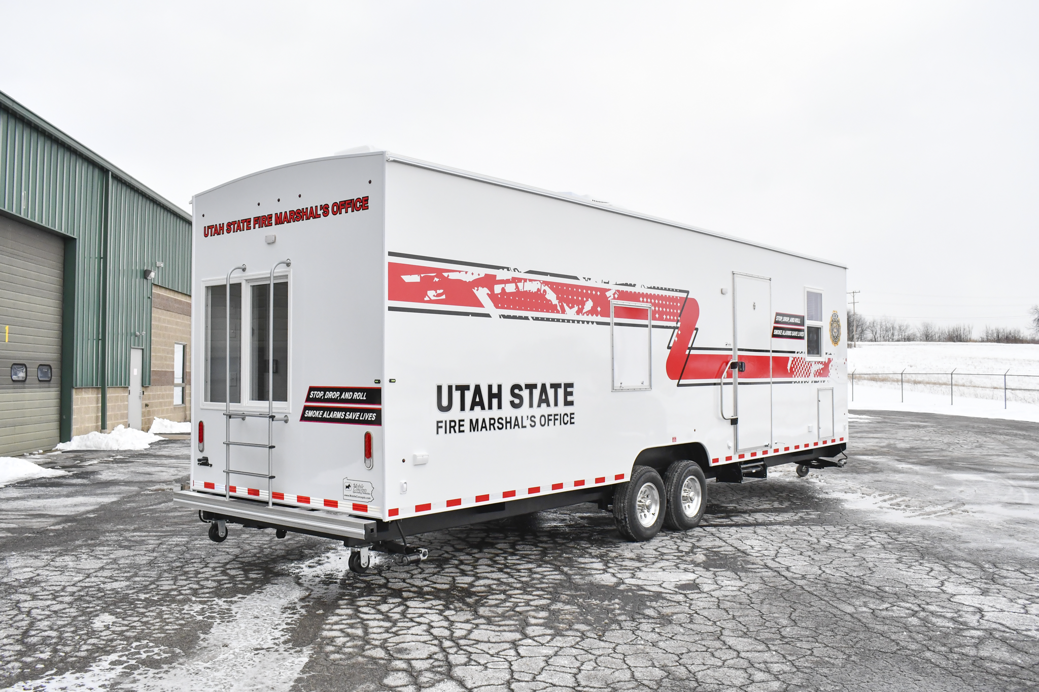 An exterior view of the 3500 Fire Safety House made for Sandy, UT.