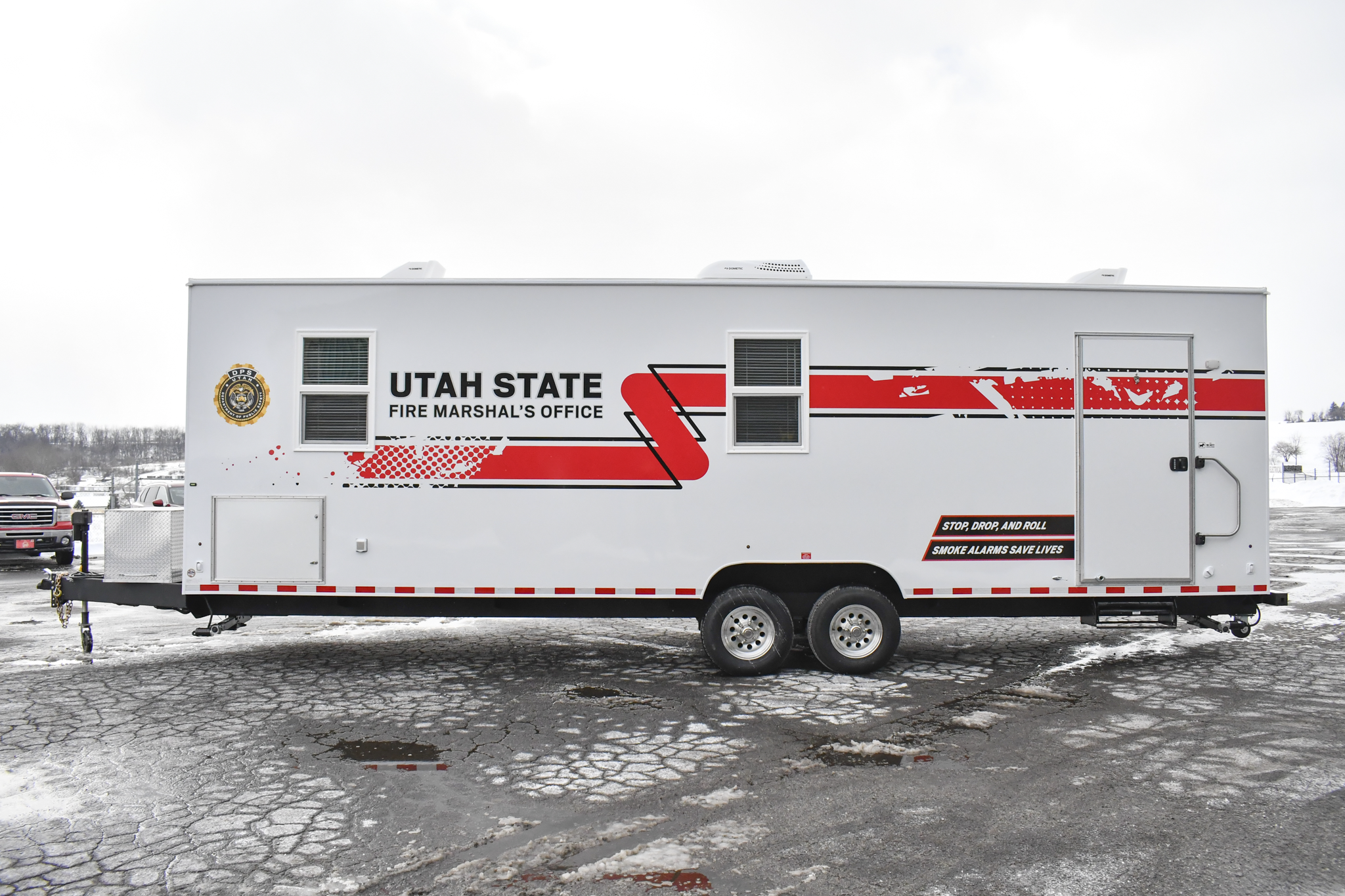 An alternate side view of the 3500 Fire Safety House made for Sandy, UT.