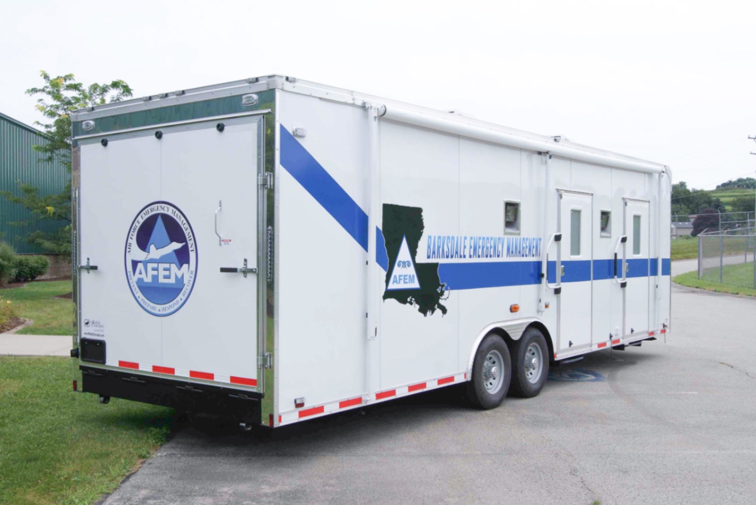 An exterior view of the CBRNE Response Trailer made for the Barksdale AFB in LA.