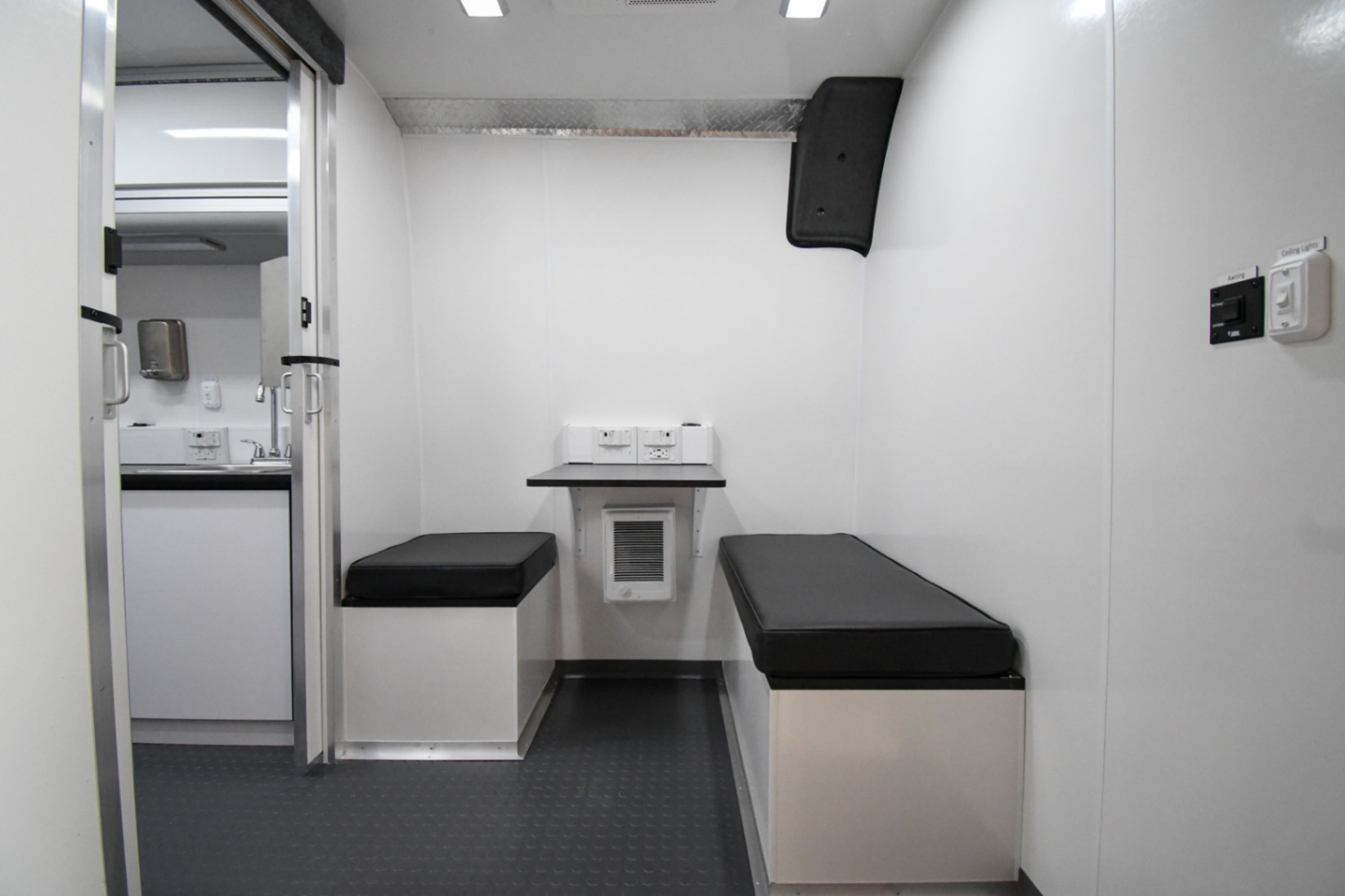 The waiting area inside the Medical Exam sprinter made for Newark, OH.