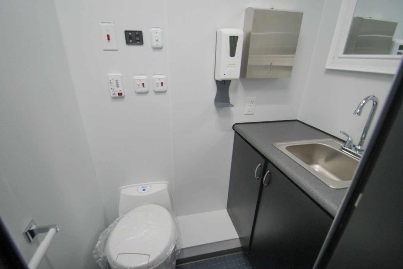 The restroom inside the Mental Health 35 trailer made for Ventress, LA.