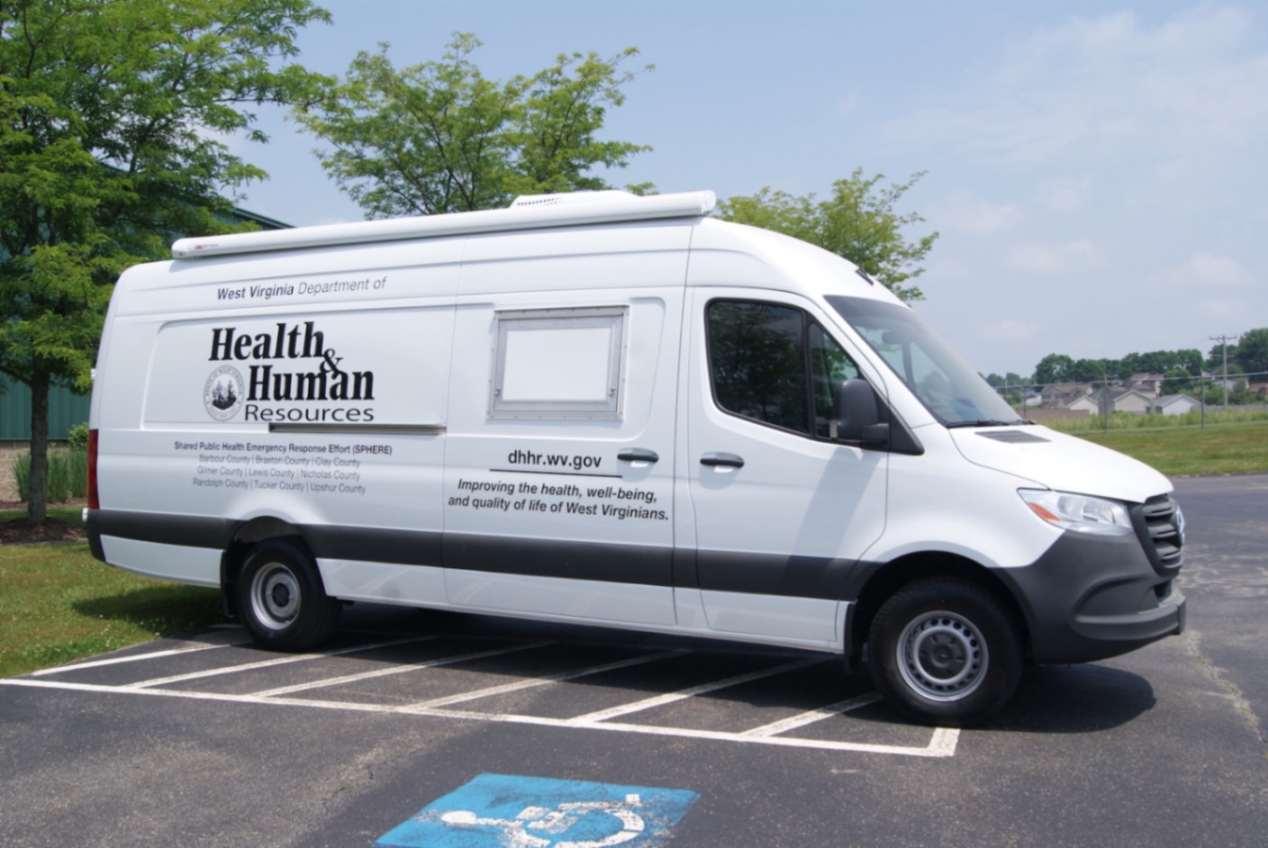 An exterior view of an Immunization Sprinter made for the WV DoH.