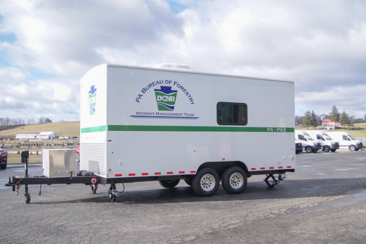 An alternate side view of the upfitted Drone Observation Command trailer made for the PA DNCR.