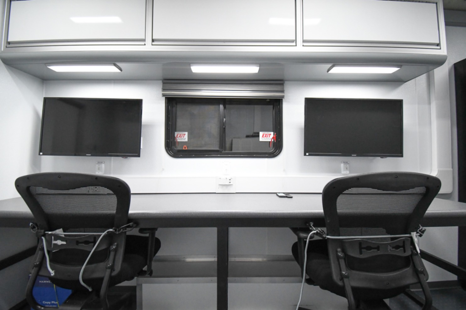 An interior view of the upfitted Drone Observation Command trailer made for the PA DNCR.