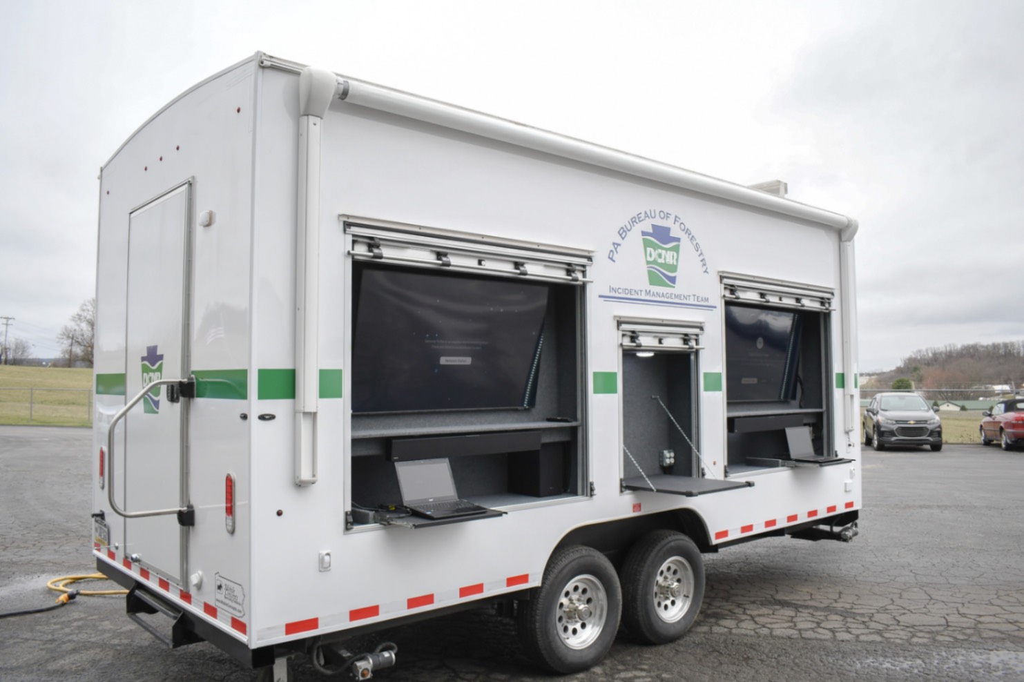 An exterior view of the upfitted Drone Observation Command trailer made for the PA DNCR.
