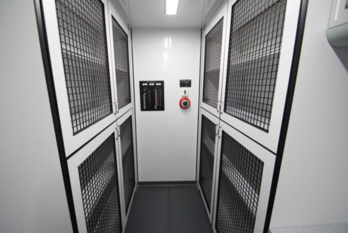 A front-to-back view inside the Outreach Sprinter van made for Escondido, CA.