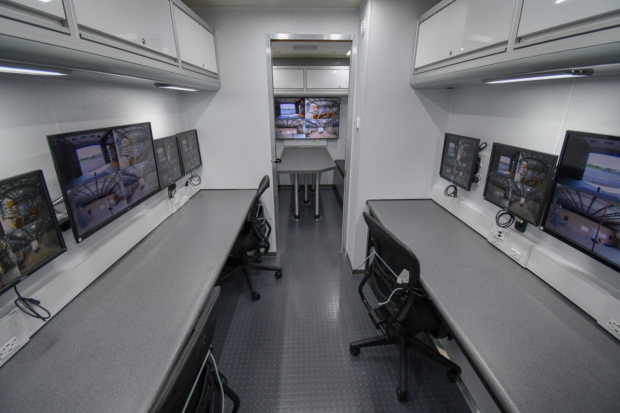An interior view of the unit for Cookeville, TN with the monitors on.