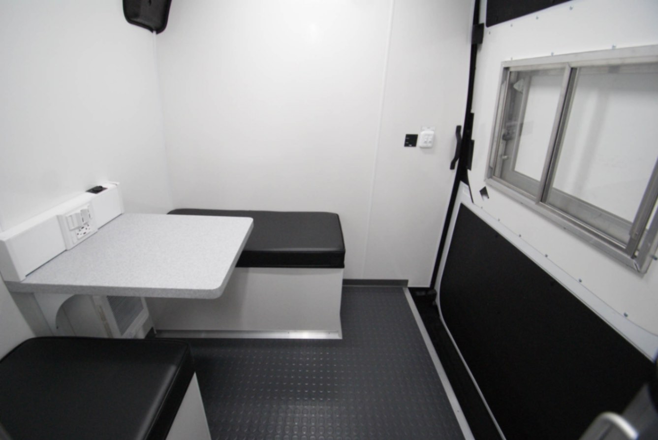 The waiting area inside the Outreach Sprinter van made for Camp Hill, PA.