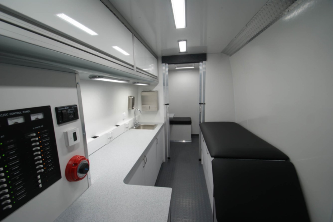 A back-to-front view inside the Medical Exam Sprinters made for Edinburg, TX.