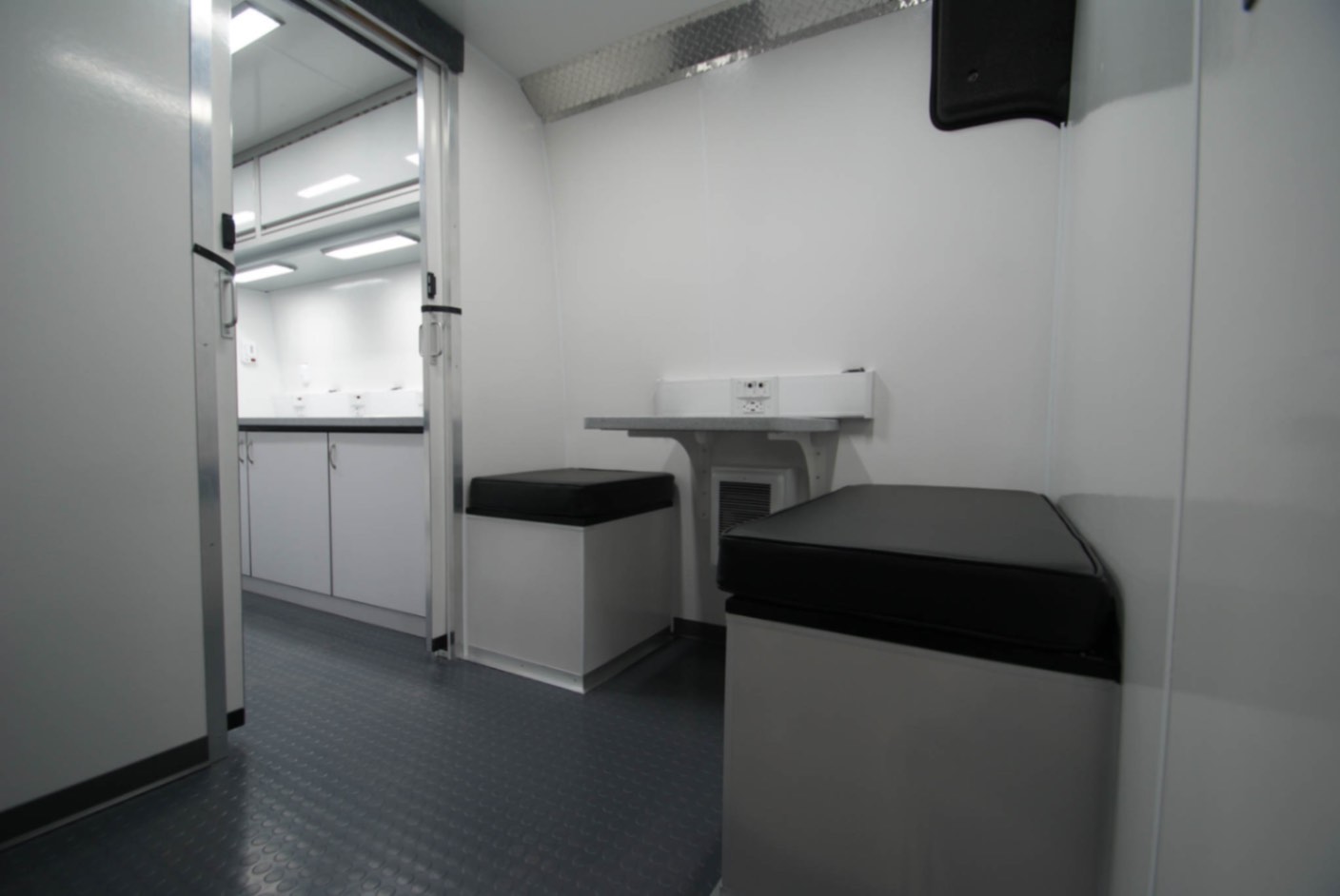 The waiting room inside the Medical Exam Sprinters made for Edinburg, TX.