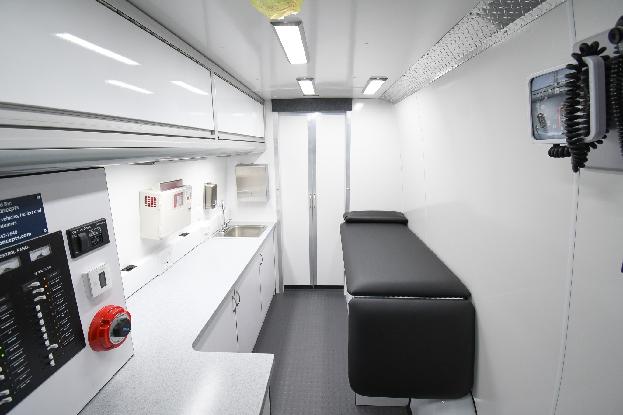 An interior view of the exam room inside Greene County's mobile medical unit.