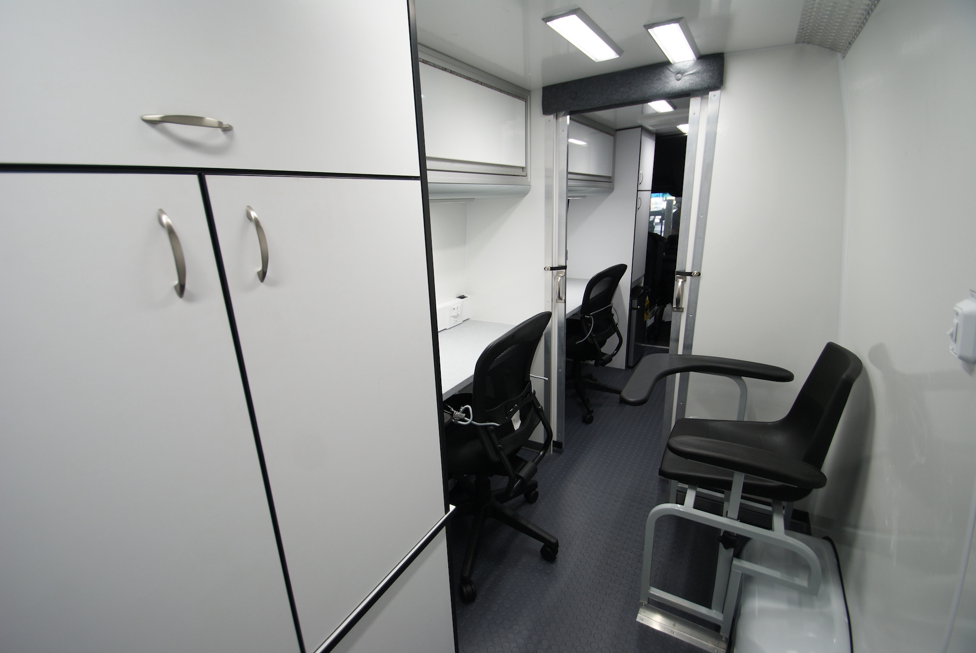 An extended interior view of the immunization clinic inside the unit for Huntingdon, WV.