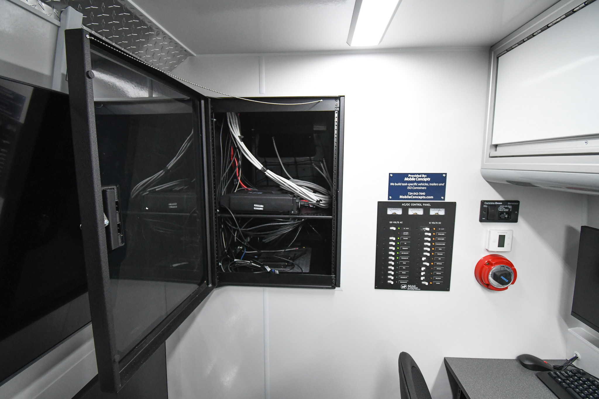 A view of the electronics rack inside the wall-mounted cabinet in the unit made for the San Joaquin County Sheriff's Office.
