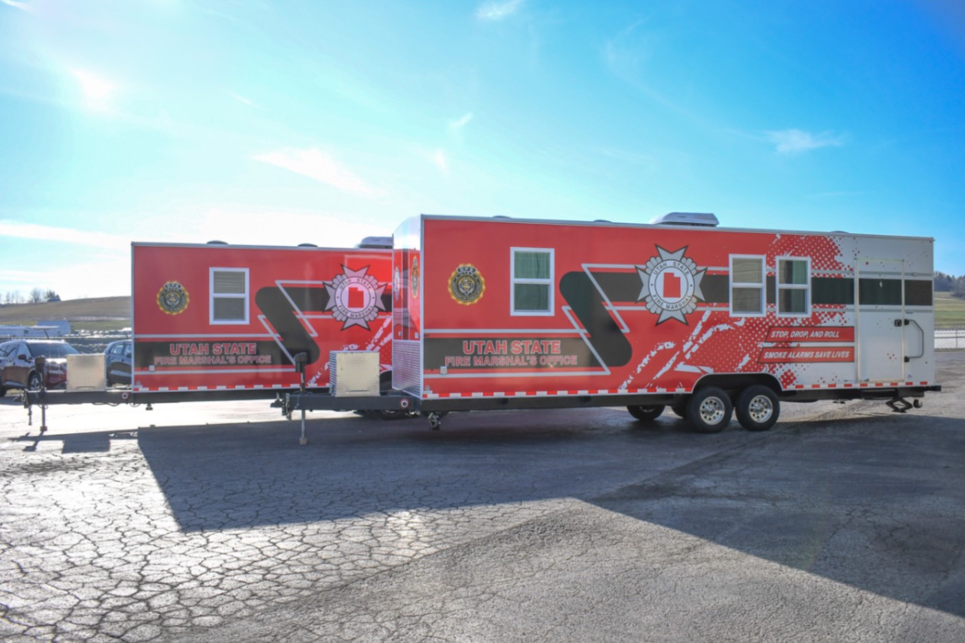 An exterior view of the 3500 Fire Safety Houses made for Sandy, UT.