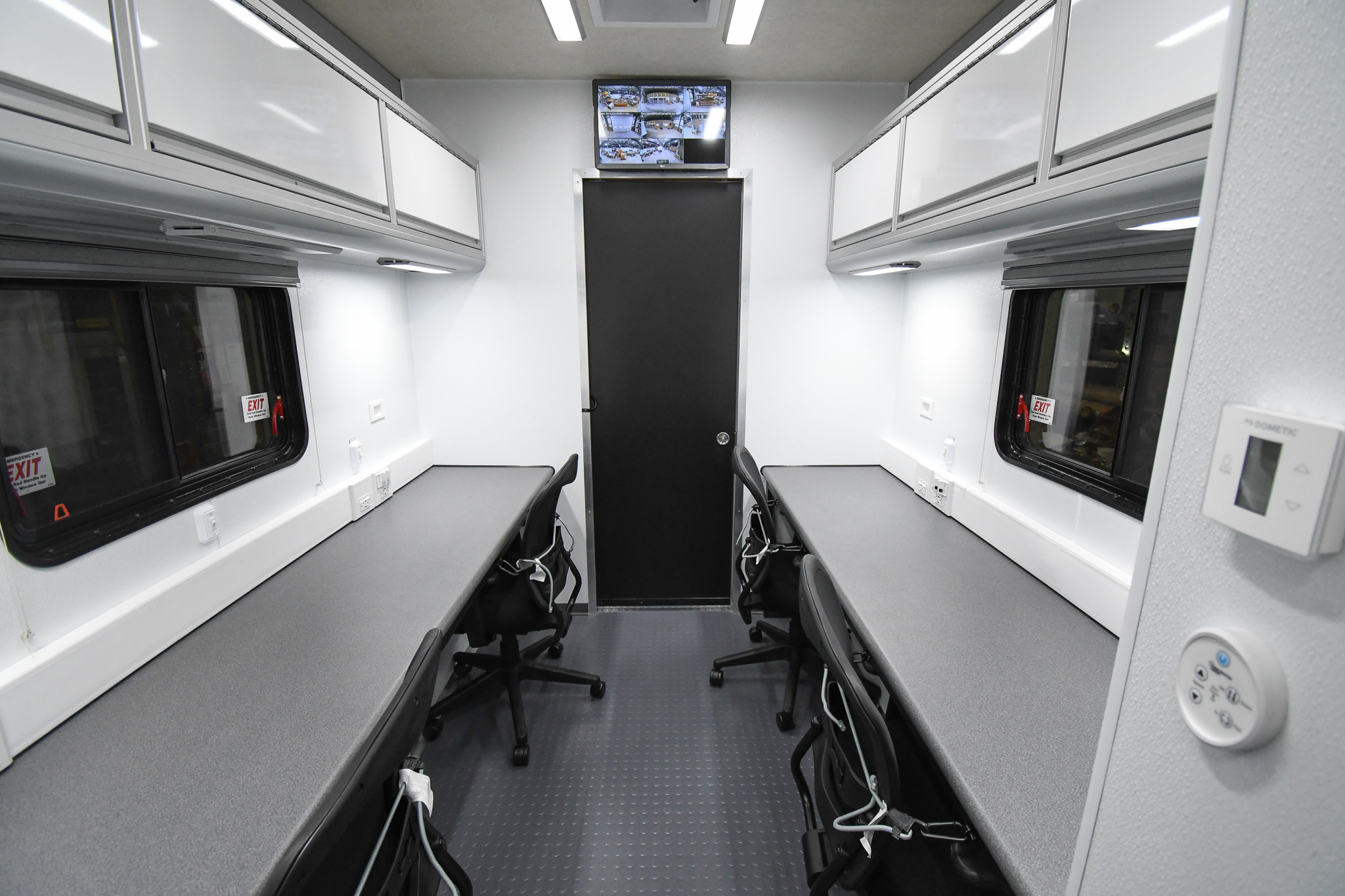 Four of the ten workstations inside the unit for Hillsborough, NC.