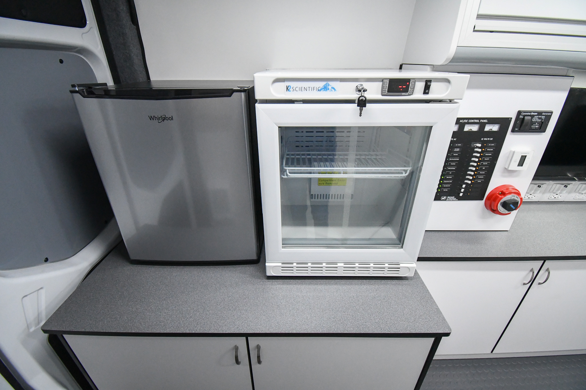 The medical grade and regular refrigerator inside the units for Greenville, SC.