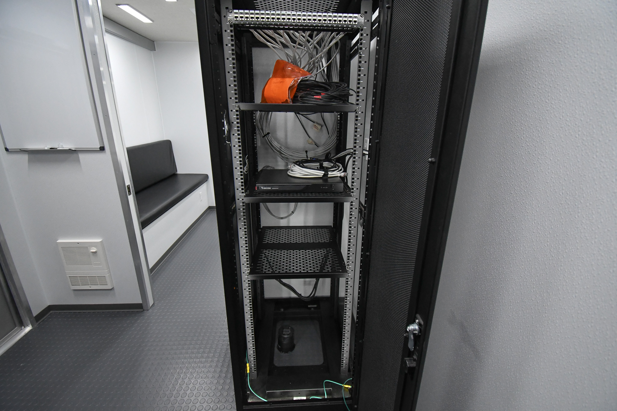 A view of the server rack cabinet inside the unit for Susquehanna County, PA.