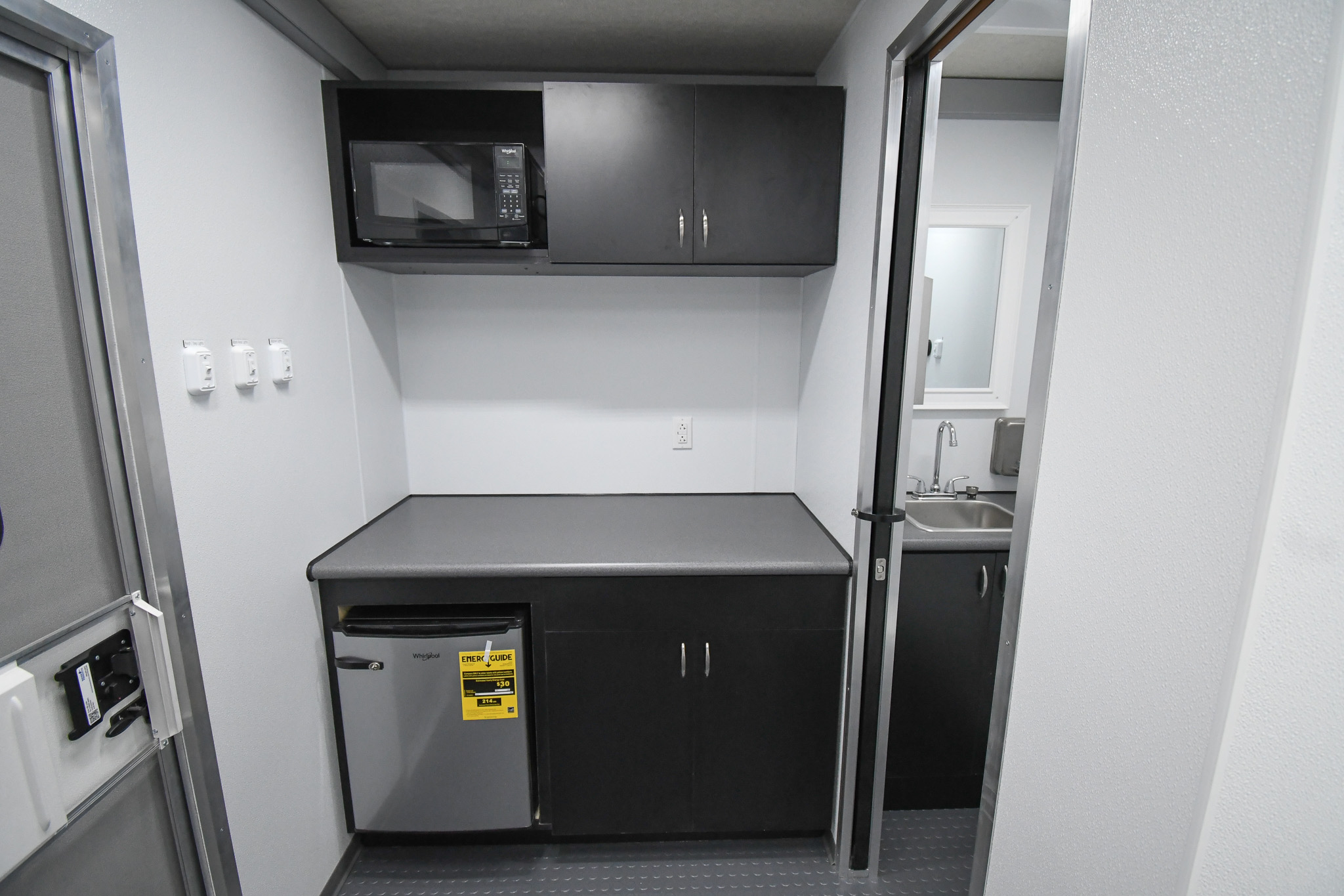 The kitchen and restroom inside the unit for Susquehanna County, PA.
