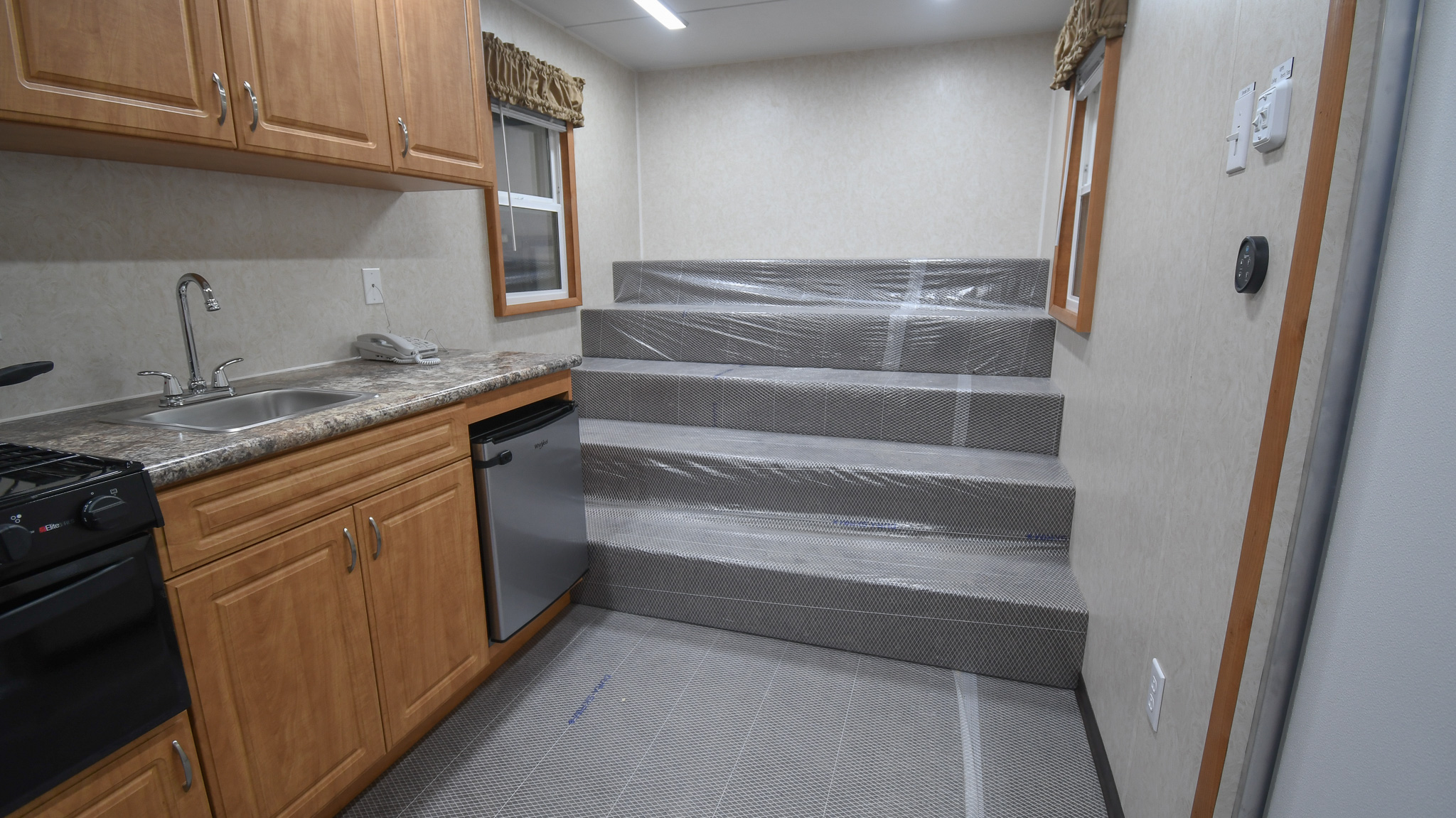 The bleacher seating inside the unit for Innisfil, ON.