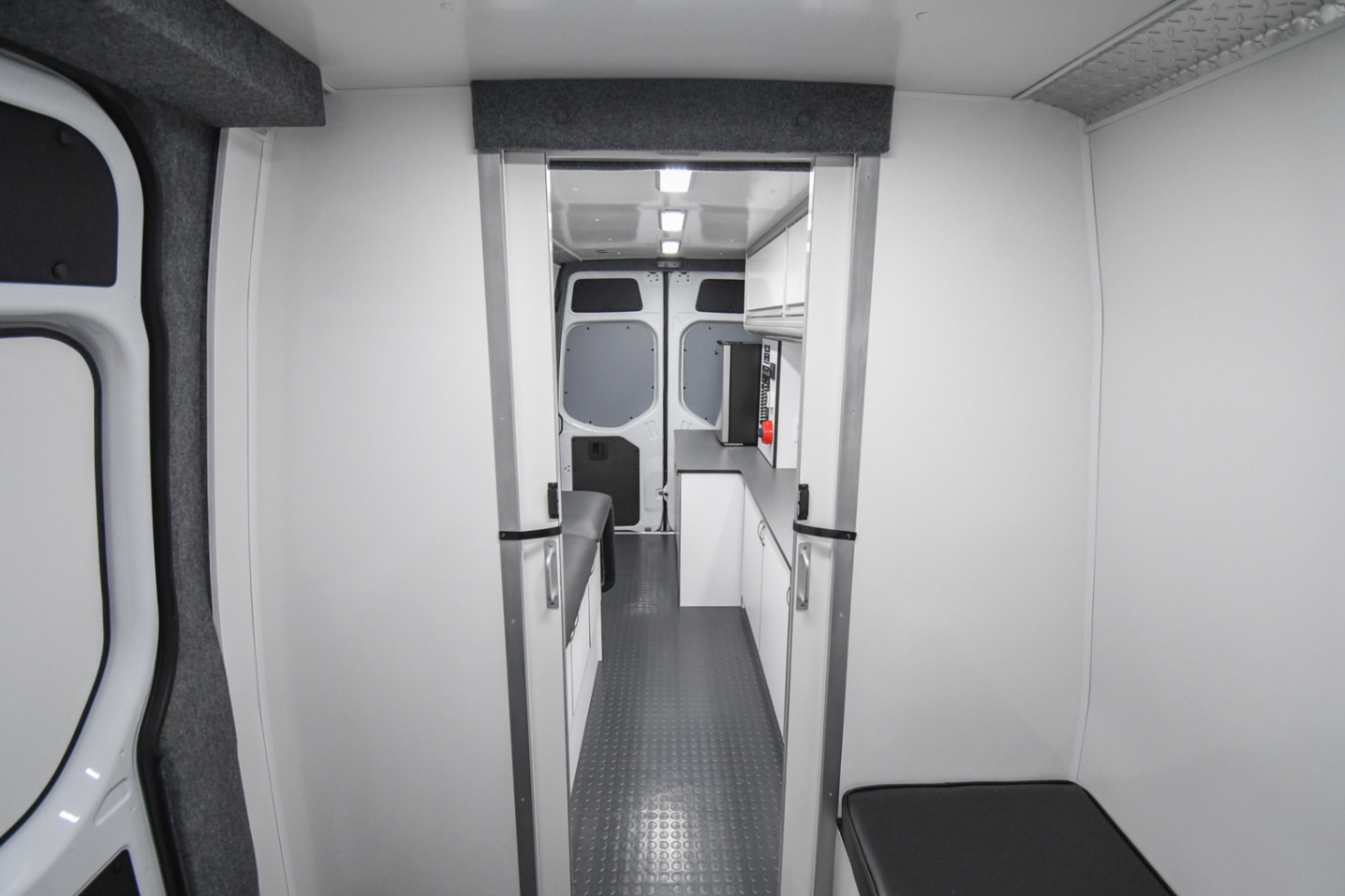 A front-to-back view inside the Medical Exam sprinter made for Lancaster, PA.