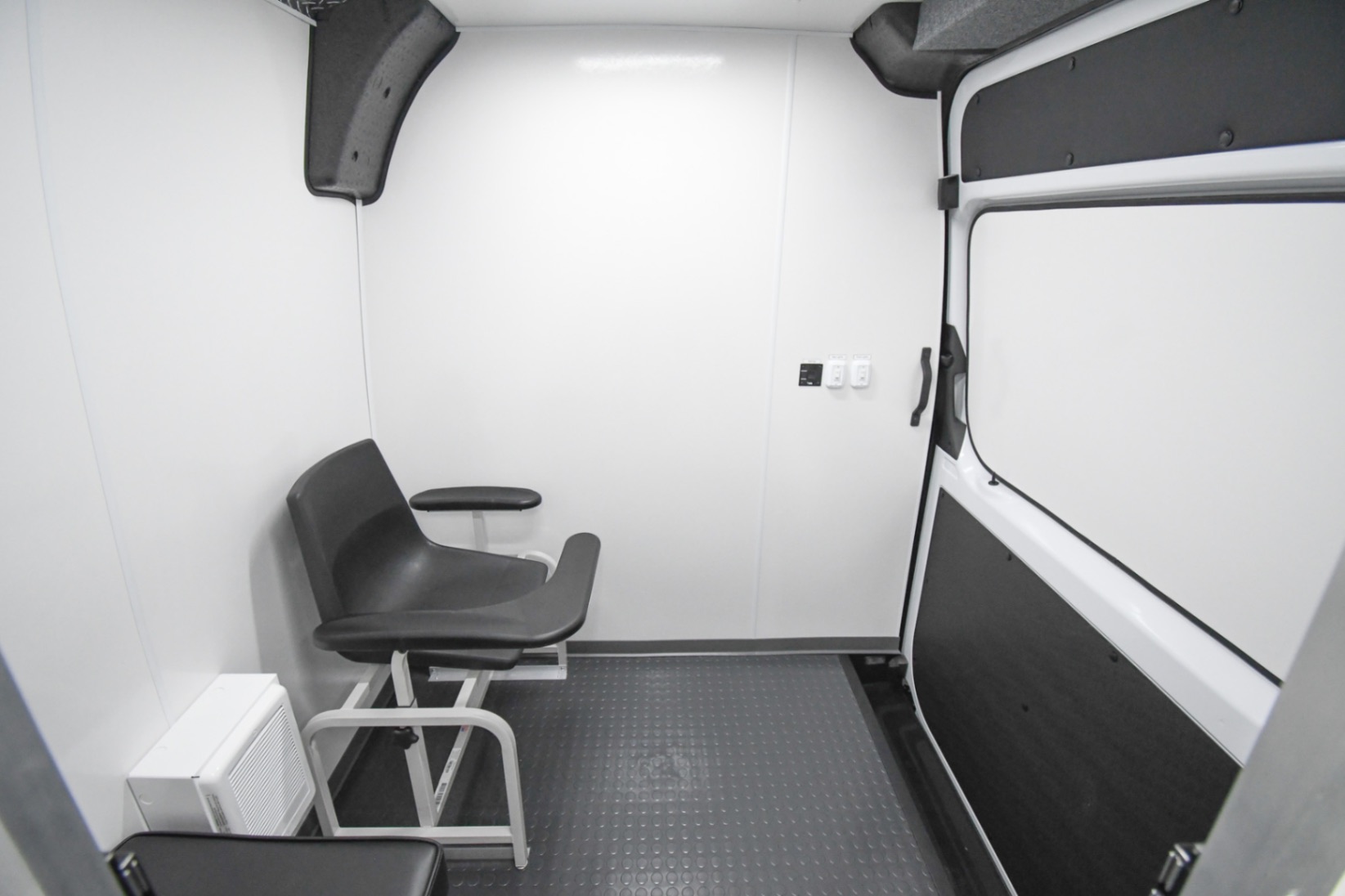 A secondary back-to-front view inside the Medical Exam sprinter made for Lancaster, PA.