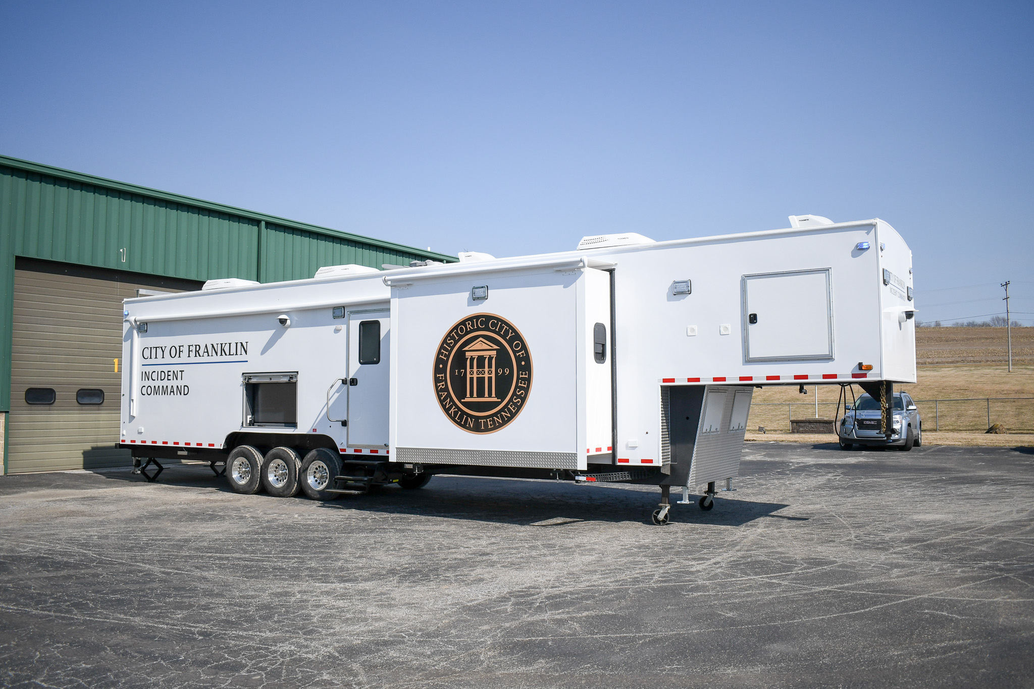 An exterior view of the unit for Franklin, TN. The slide outs are out.