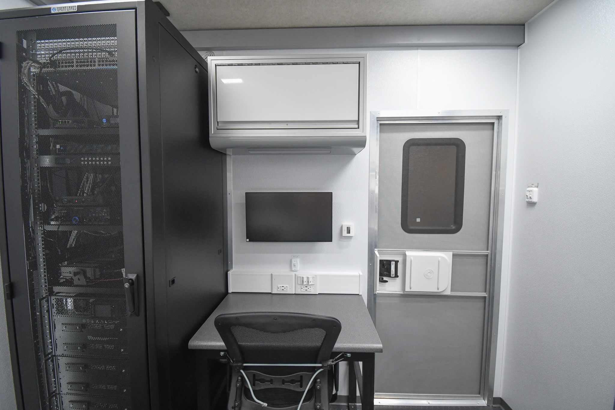 The electronics rack and third workstation inside the unit for Franklin, TN.