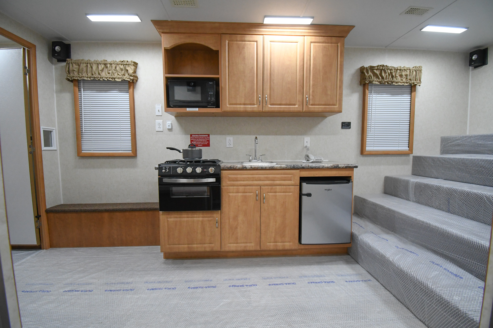 A view of the kitchen stage inside the unit for Lancaster, OH.