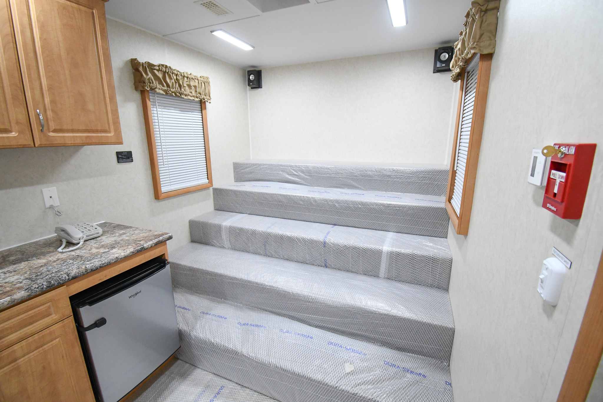 A view of the bleacher seating inside the unit for Lancaster, OH.
