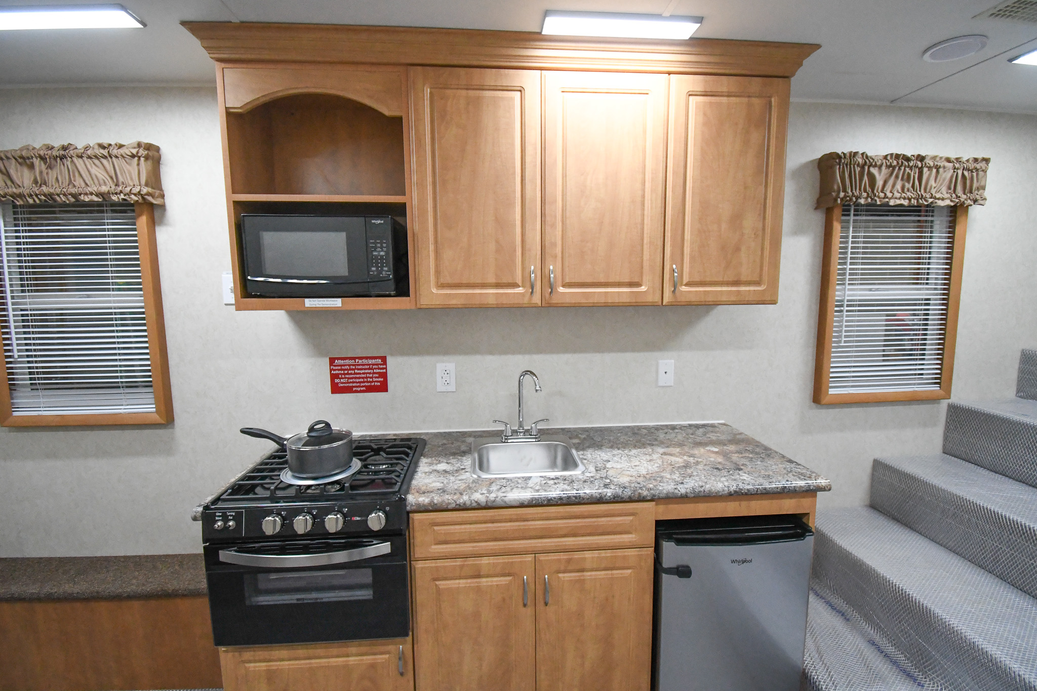 The kitchen stage inside the unit for Chiloquin, OR.