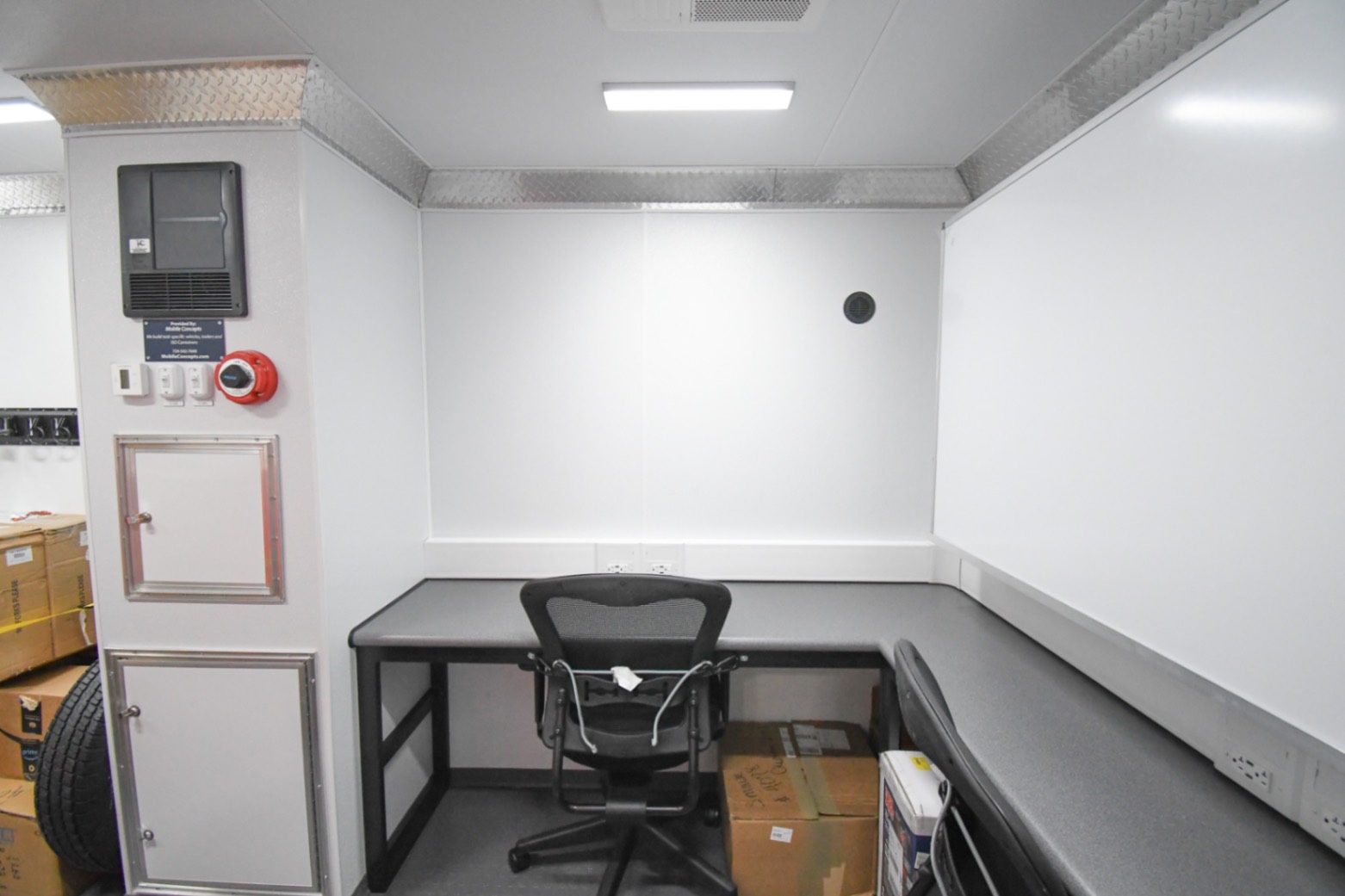 An interior view of the Command 20 Cargo Support Trailer made for Sweetwater, FL.
