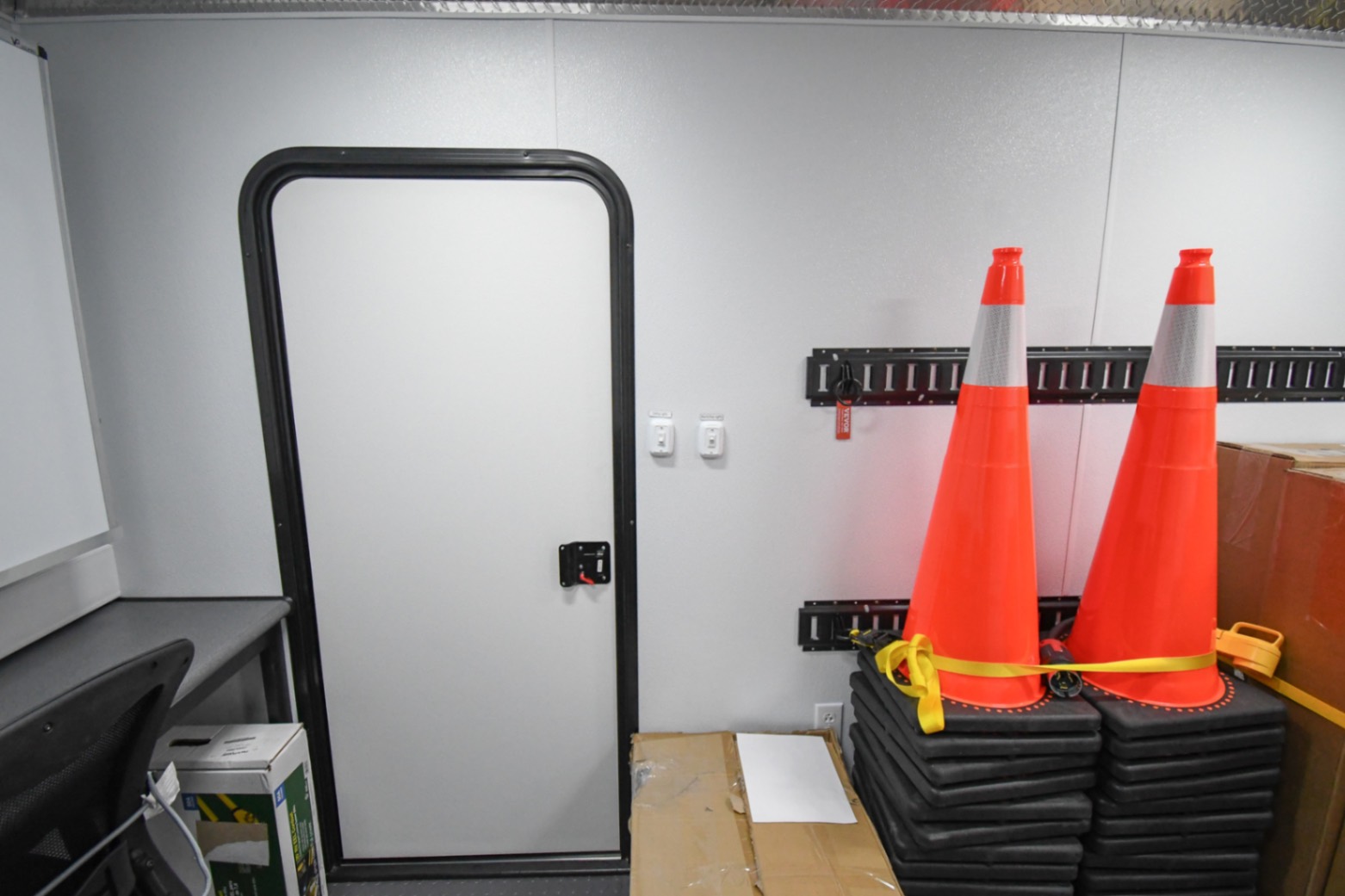 An interior view of the Command 20 Cargo Supply trailer made for Sweetwater, FL.