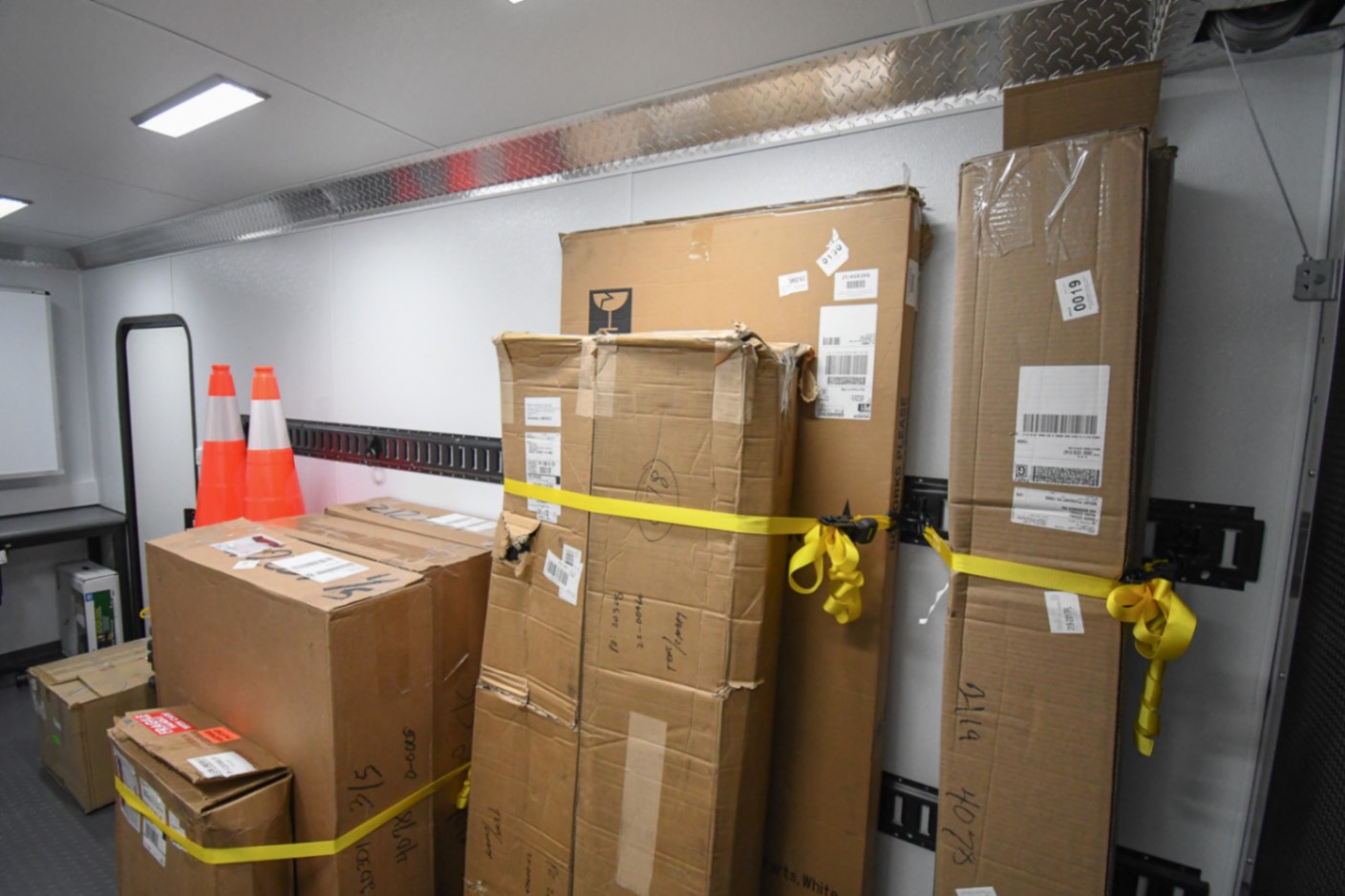 An interior view of the Command 20 Cargo Supply trailer made for Sweetwater, FL.