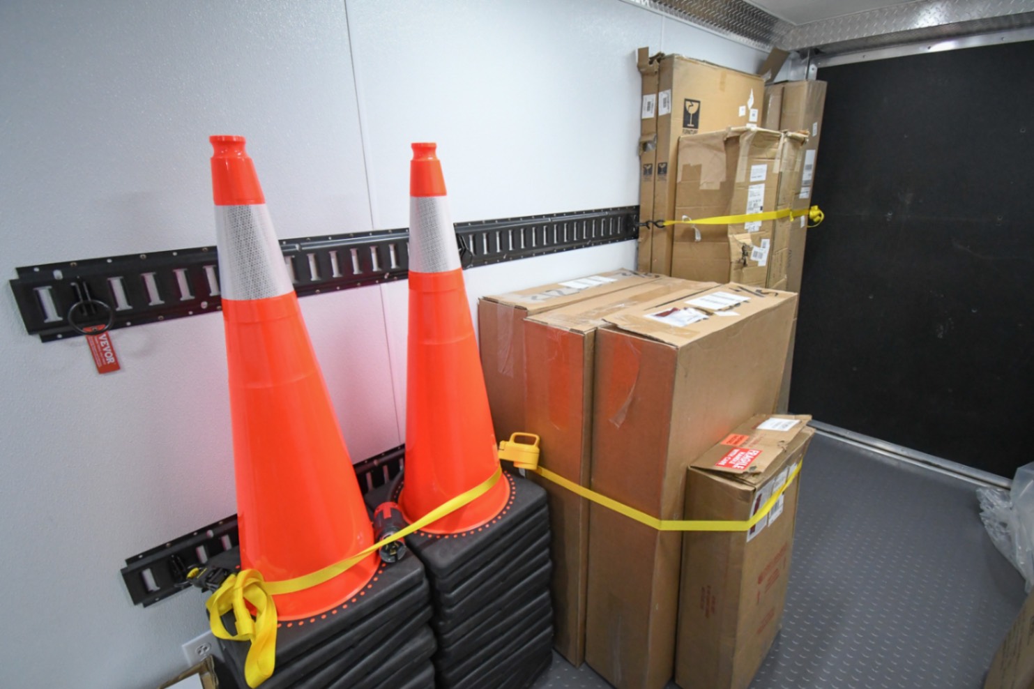 An interior view of the Command 20 Cargo Supply trailer made for Sweetwater, FL.