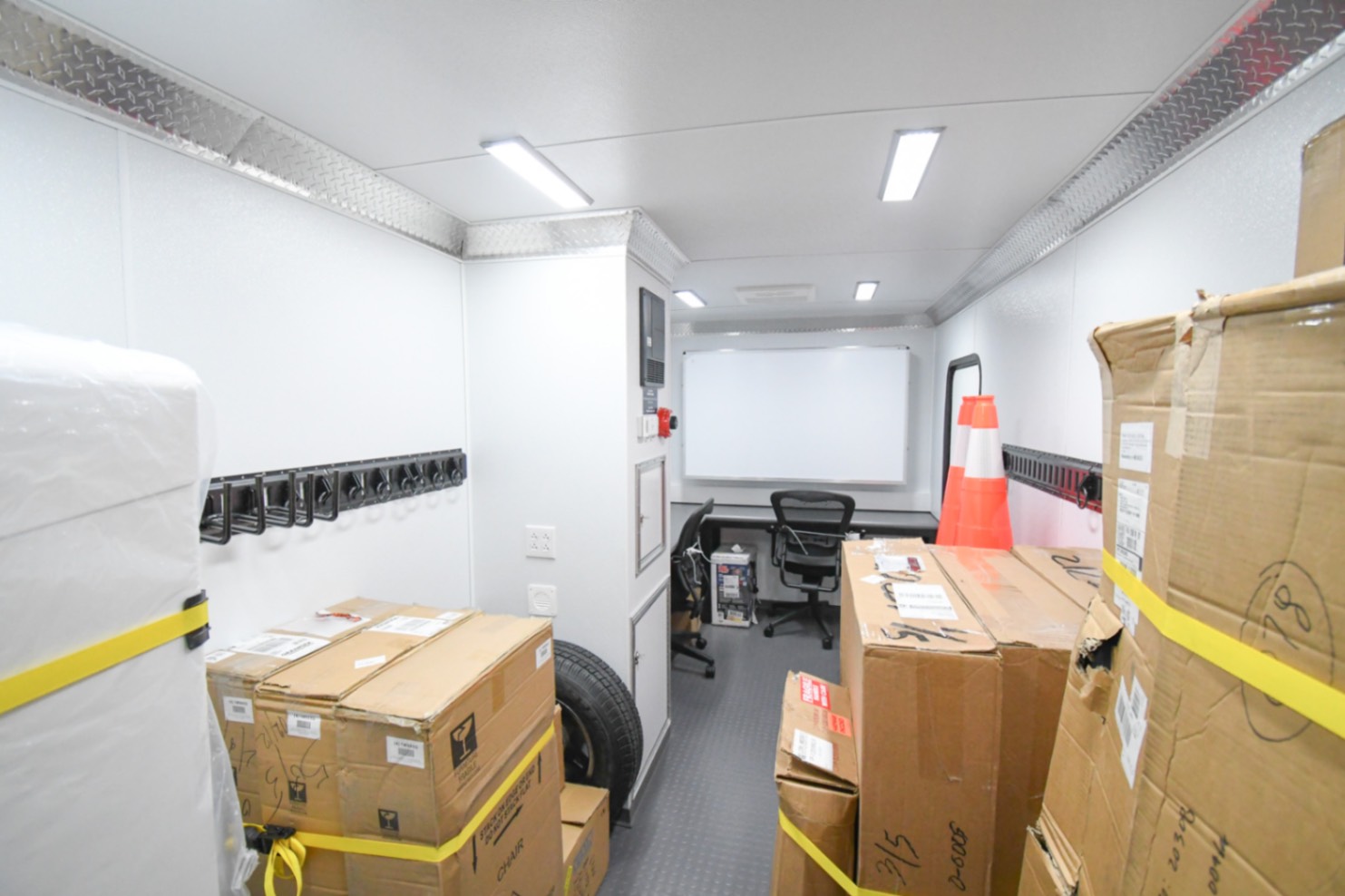 A back-to-front view inside the Command 20 Cargo Support Trailer made for Sweetwater, FL.