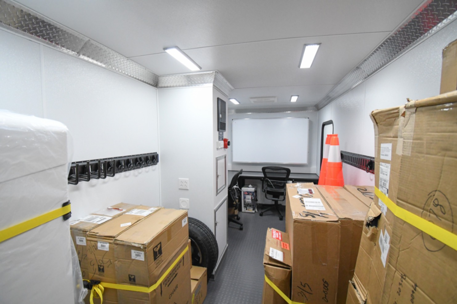 A back-to-front view inside the Command 20 Cargo Supply trailer made for Sweetwater, FL.