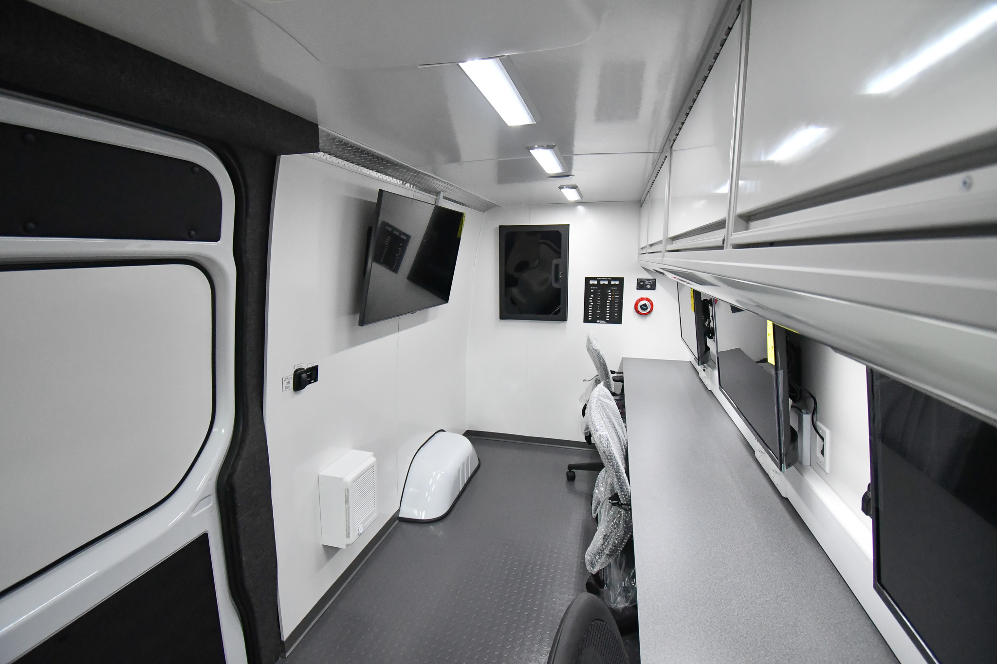 A front-to-back interior view of the sprinter for the 2025 Utility Expo in Louisville, KY.