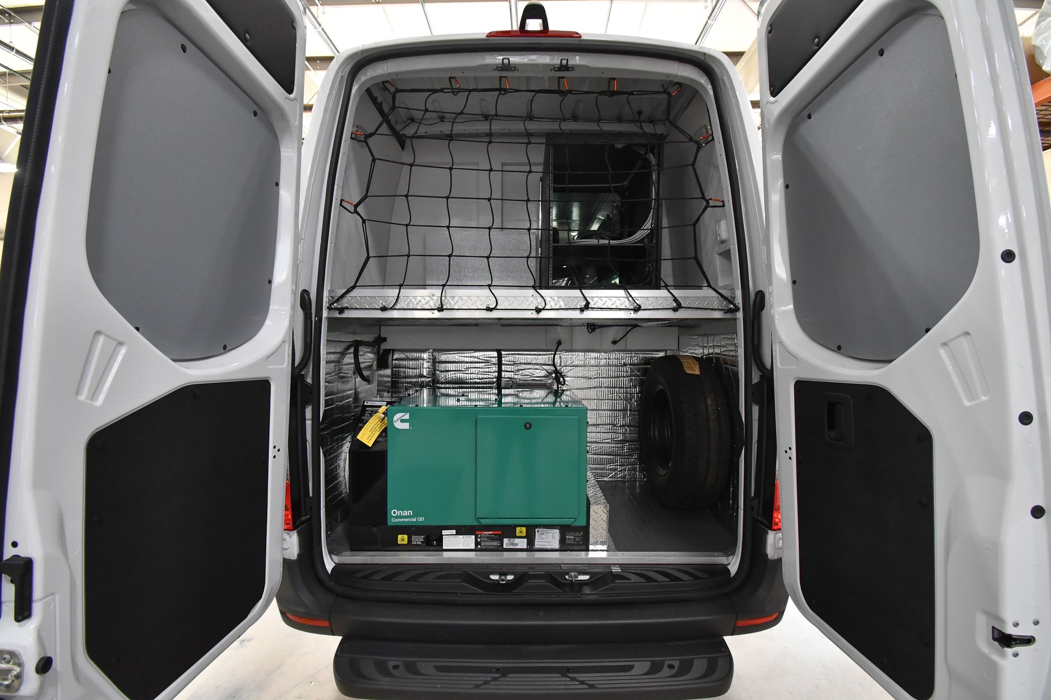 A view of the rear storage area inside the sprinter for the 2025 Utility Expo in Louisville, KY.