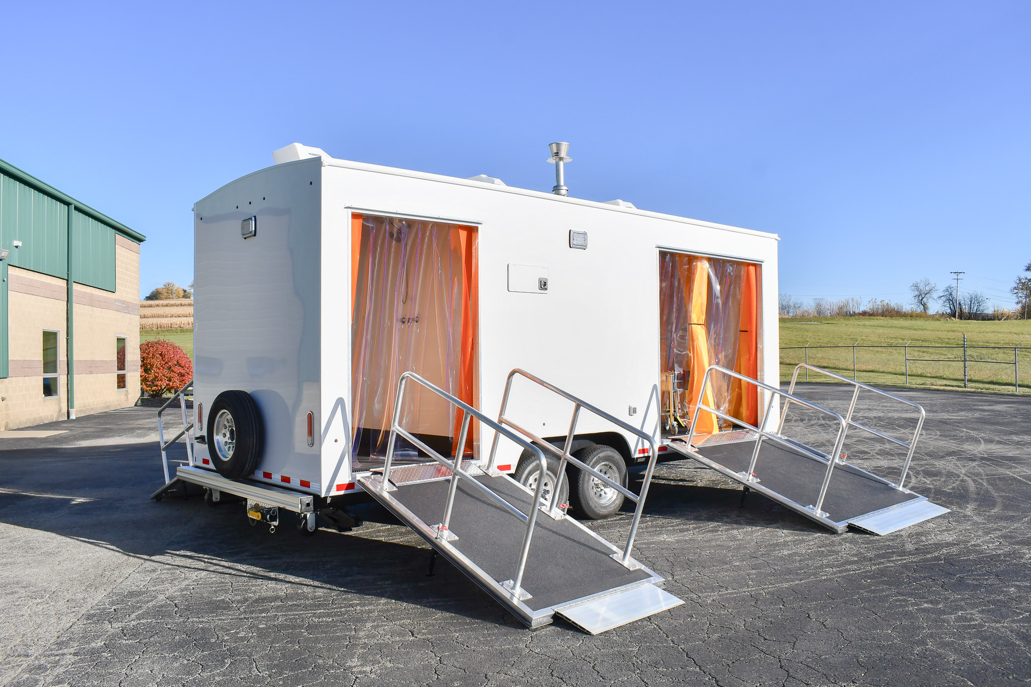 An exterior view of the DECON 24-3L for Concord, CA. The doors are open.