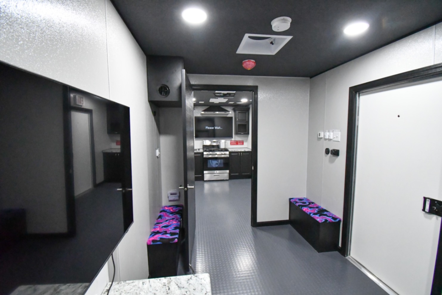 A back-to-front view inside the 35-Classroom made for Carolina, PR.